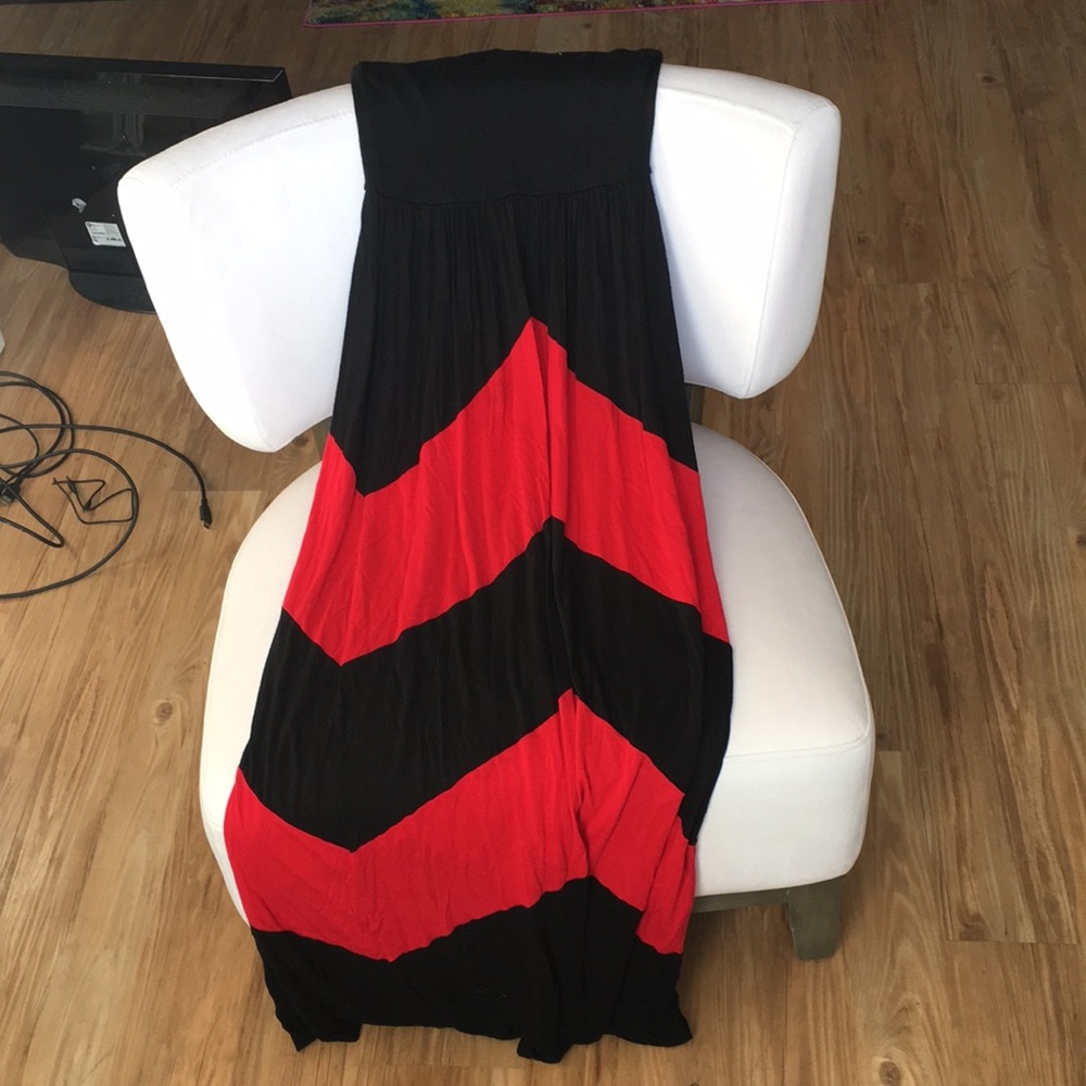 Red and Black Maxi Dress